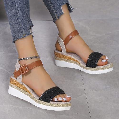 Open Toe Buckle Ankle Strap Espadrilles Flatform Wedge Casual Sandal Espadrille Low Heel Sandals 2025 Close Dressy Summer Platform Leather Elegant Flats Girls Flower Girl Heels Flat Shoes3