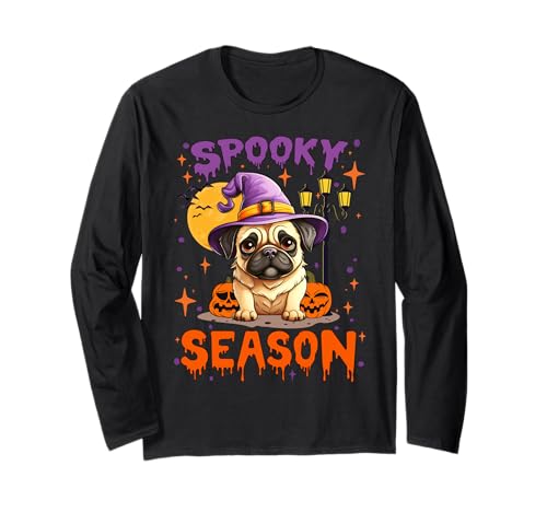 Spooky Season Pug Halloween, amante dei cani Maglia a Manica