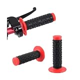Bittwee 2PCS Motorcycle Hand Grip, 7/8'' 22mm 24mm Left Right Rubber Motorbike Pillow Thruster Grips, Anti-Slip Racing Handlebar Grips, Universal for Motocross Scooter Dirt Bike (Red/Black)