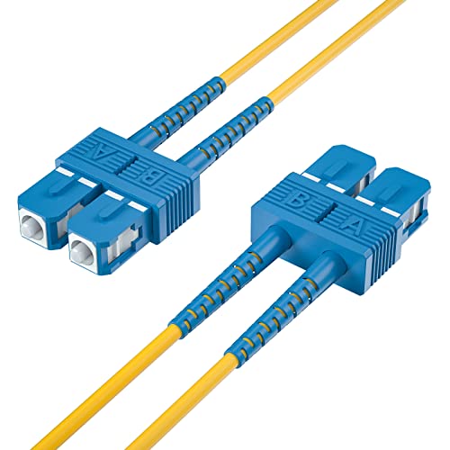 Image of 10Gtek Fiber Patch Cable - SC to SC OS2 10Gb /Gigabit Singlemode Jumper Duplex 9 /125 LSZH Fiber Optic Cord, Yellow, 2.5-Meter(8.2-ft)