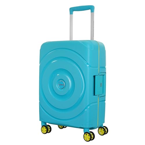Image of American Tourister Polycarbonate Material Circurity Max 55 cm Small Hardside Cabin Suitcase with Xtrasecu 3-Point Locking System & Double Spinner 8 Wheels for Unisex - Scuba Blue