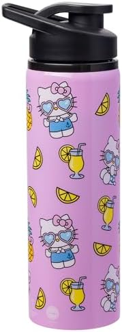 Bicchiere Termico Hello Kitty 590ml Con Glitter E Frutta | Tumbler In Plastica Con Coperchio E Cannuccia | Merch Ufficiale Per Collezione - 2
