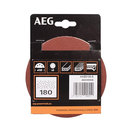 Lot de 5 disques abrasifs AEG Diamètre 125 Grain 180 8 trous - vue 3