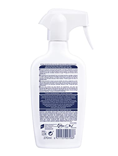 Ecran Sunnique - Leche Protectora Solar SPF 50+ Sensitive en Spray, Protección muy Alta UVA, UVB y IR-A, Antialergias Solares, Resistente al Agua, Pieles Muy Claras e Intolerantes al Sol - 270 ml