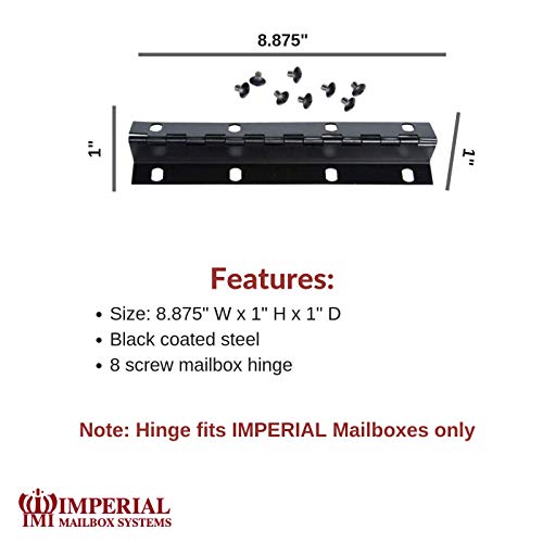 Imperial Mailbox Systems Estate Door Hinge Size 8 Screw Holes Black (Large)