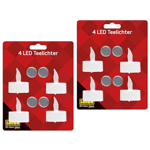 Idena 90955 - Candeline LED, 8 pezzi in bianco caldo, candele elettriche con luce tremolante, batterie incluse, decorazioni per interni, decorazioni per feste, decorazioni natalizie