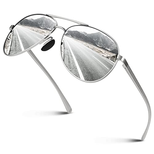 CGID Sonnenbrille Herren Pilotenbrille Prämie Al-Mg Metall Rahmen Polarisiert Fliegerbrille UV400 Schutz CAT3 CE Fahren Angeln