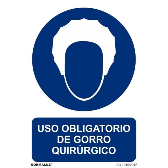 Señal con tintas UV de Uso Obligatorio de Gorro Quirúrjico SEKURECO
