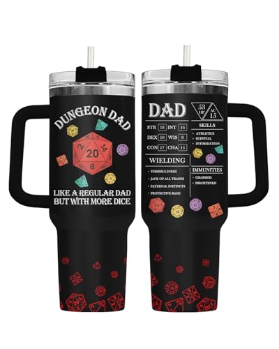 34HD Dad Dungeon Daddy DND 40 oz Tumbler with Handle, Funny Dad Gift