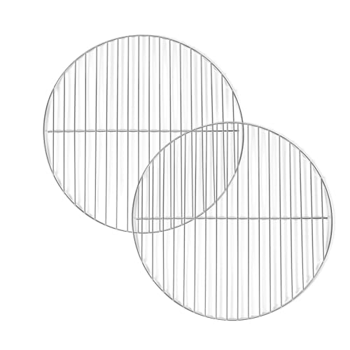 Image of Amazon Basics Replacement Cooking Grate for 16 Inch Charcoal Grill, Chrome Plated Steel Round Grilling Rack Grid, 14.7 inch, 2-Pack, Silver