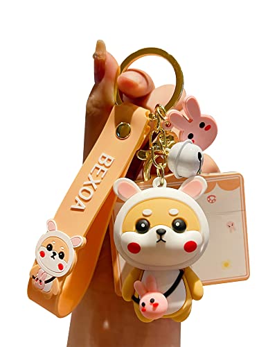BEXOA Cute Keychain Christmas Gift - Kawaii New Year Backpack Charm Cartoon Shiba Inu Keychains Car Key Ring for Men Women, Rabbit, 8.5 * 1.57 * 1.57inch