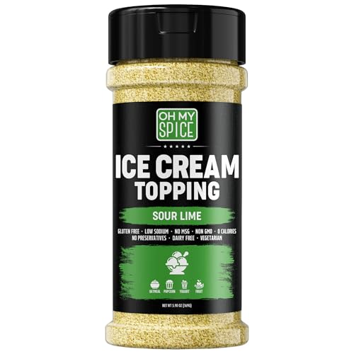 Ice Cream Topping Sour Lime Mix - Gluten Free &amp; Low Sodium Lime Powder with Citric Acid &amp; Powdered Limes Juice Concentrate - Keto Popcorn Seasoning Dried Limes for a Fruit Cup or Margarita Salt. 5.9oz