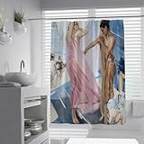 FEIPUHOME Art Cortina de Ducha de baño de Estilo vacacional de Playa después del baño, Cortina de Ducha de impresión de Pintura Famosa de Valencia Home Hotel Lavable a máquina 150 x 200 cm