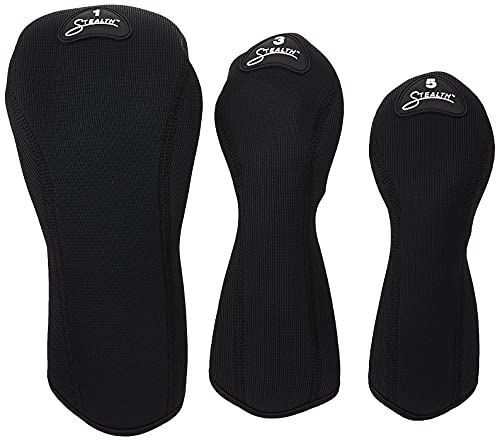 Stealth Set of 3 Golf Club Headcovers for Drivers - Black