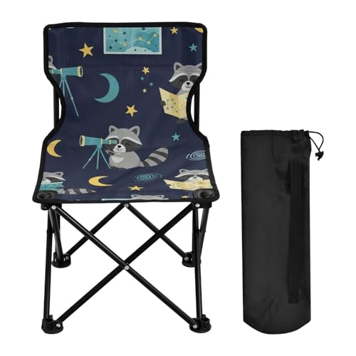 Raccoon Stargazing Pattern Compact Heavy Duty Camping Chairs Ultra-Lightweight Beach