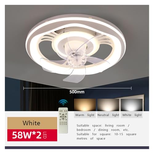 Lámpara nórdica con ventilador de techo invisible y LED blanco 3