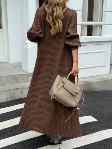 Image of Saodimallsu Womens Long Duster Cardigans Button Down Maxi Sweater Dress