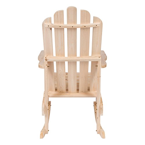 Shine Company 4698N Marina Wooden Outdoor Rocking Adirondack Chair, Natural #TOP5