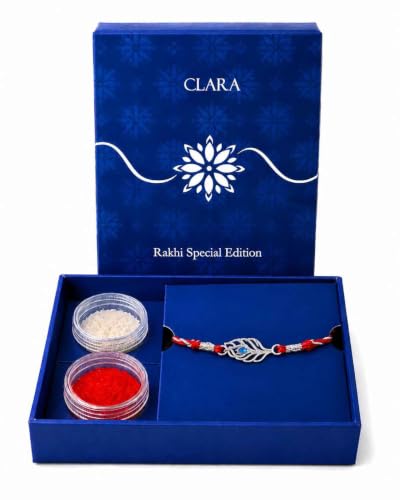 Image of Clara 925 Sterling Silver Rakhi with Roli Chawal for Bhai | Gift for Brother on Rakshabandhan | Men & Boy Bracelet
