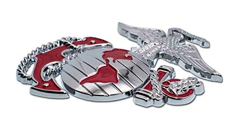Elektroplate Officially Licensed Premium U.S. Marine Corps Eagle Globe Anchor Insignia Chrome/Red All Metal Emblem for Cars, Trucks, and All Auto | Universal Fit at 3.5" x 3.2" | Weatherproof - Thumbnail 5