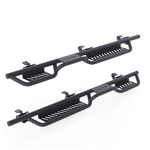 Garvee Running Boards Compatible with 2007-2018 Wrangler JK 4 Door, 6" Two-Stair Off-Road Heavy-Duty Side Steps, Black Powder Coated Nerf Bars for Eas