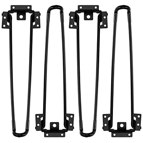 Folding Table Leg 4Pcs 12.6 inch Height Folding Hairpin Table Leg Heavy Duty Easy Install Folding Coffee Table Leg White (Black) Cover