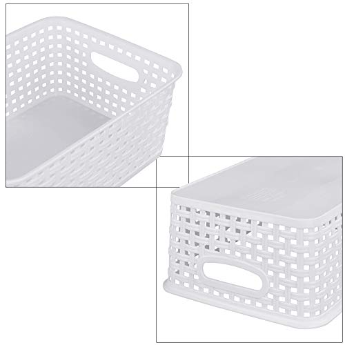 Sandmovie White Plastic Rattan Storage Baskets, 6 Packs #TOP2
