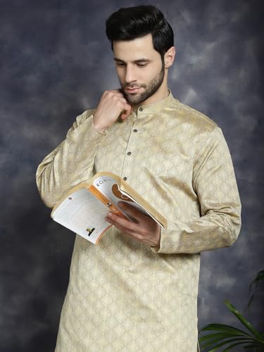 Image of Jompers Silk Men's Regular Fit Woven Design Kurtas