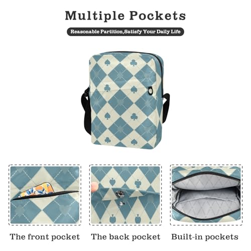 KLL Blue Beige Poker messenger bag Vegan Leather Crossbody Small Bags For Women Casual Shoulder Hand Bags2