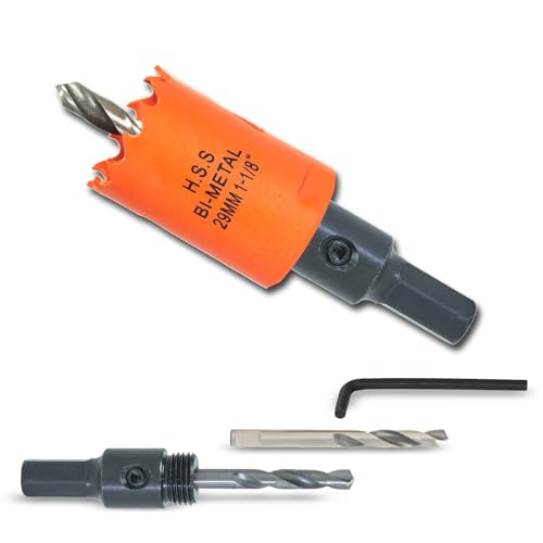 VIKITON 1-1/8 inch Hole Saw for Wood Metal Plastic & Drywall with Arbor