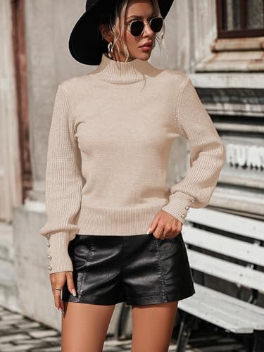 Image of Upopby Women's Fall Winter Turtleneck Sweaters Knitted Pullover Sweater Top