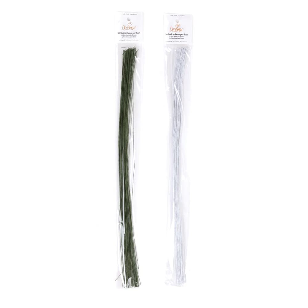 DECORA 50 Florist Wires, White, gauge 28