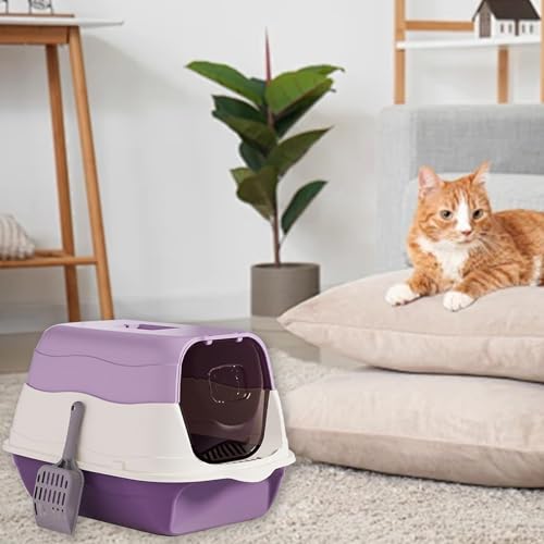 Arenero cerrado extra grande para gatos con tapa y base antideslizante miniatura 3