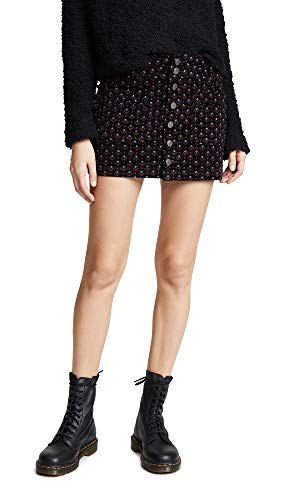 Free People Women's Joanie Printed Cord Skirt, Black Combo, 29