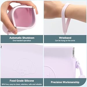   WALLFID-Silicone-Dog-Treat-Pouch-Small-BagAuto-Closurewith-Pet-Training-ClickerWalking-Bag-for-Dog-and-CatPocket-SizeEasy-to-CleanOdorlessTravel-Walking-Bag-light-purple