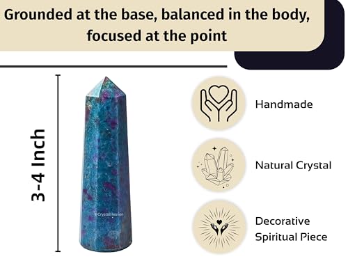 Image of Crystal Heaven Ruby Kyanite Crystal Tower Obelisk Point For Chakra, Healing And Balancing - Aaa Grade Original Certified Gemstone Agate For Reiki Meditation Yoga Spiritual (3-4 Inches)