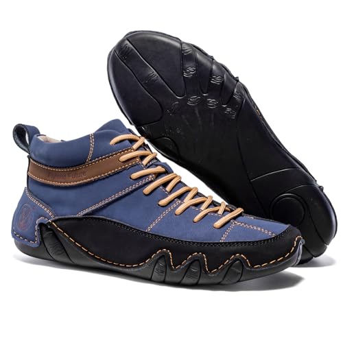 FLYLAND Men's Casual Leather Sneakers Fashion Chukka Boots Lightweight Dress Boots Lace Up Walking Driving Shoes4