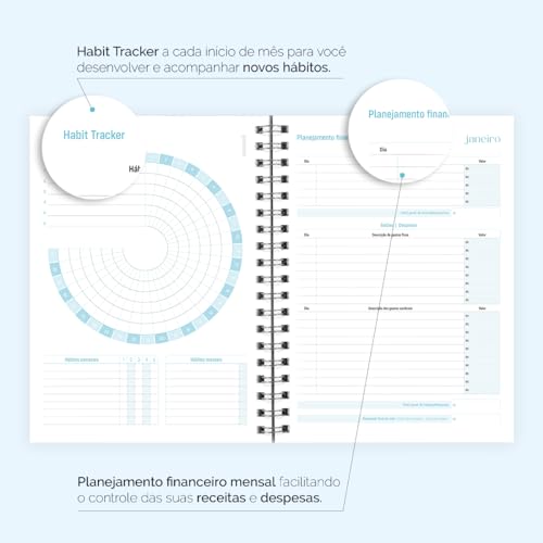 Agenda 2025 Planner Semanal Spot Glitter Metallic Tiffany