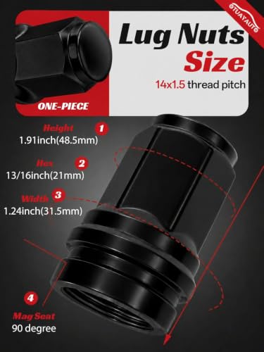 Image of OTUAYAUTO M14x1.5 Lug Nuts Mag Seat 32 Pcs - Replacement for 2017-2024 Ford
