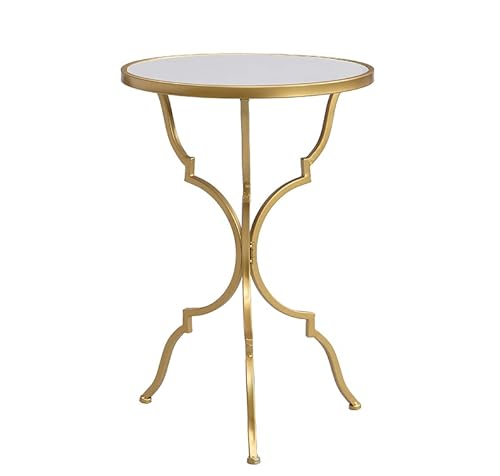 Aoc Gold Marble Side Table Round Tripod Accent Table 16.9 In Marble End Table For Living Room, Sofa Side (Modern Style) #TOP22