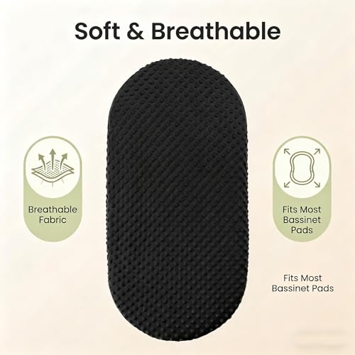 Image of Owlowla Bassinet Sheets Set Universal Fitted Baby Bassinet Pad Mattress | Soft Breathable Minky Cradle Sheets Fit for Hourglass Oval Rectangle Mattress for Baby Boys Girls