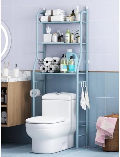 Modern 3-Tier Over-The-Toilet Storage Rack, Freestanding Metal Corner Organizer, Space-Saving Bathroom Shelf for Toiletries and Decor