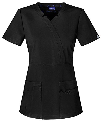 60% Off Discount Sapphire Scrubs Women's Madison Mock Wrap Top, Black Onyx, XXS