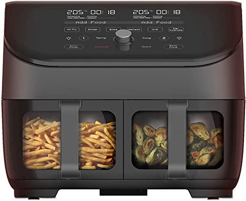 Instant Vortex Plus Doppelkorb mit ClearCook - 7.6L Digitale Heißluftfritteuse, Schwarz, 8-in-1 Smarte Programme - Fritieren, Backen,Braten, Grillen, Dehydrieren, Aufwärmen, XL Kapazität -1700W Cover