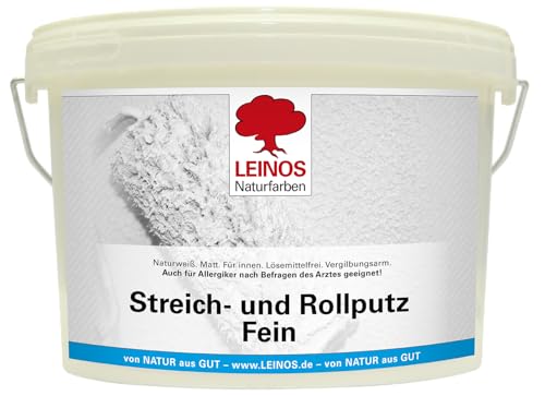 LEINOS Streich- und Rollputz fein 685, weiß – Feinkörniger Putz für Innen, atmungsaktiv, lösemittelfrei, schadstofffrei, gebrauchsfertig, strukturierbar, auf Putz, Gips, Lehm, Altanstrich – 2,5L