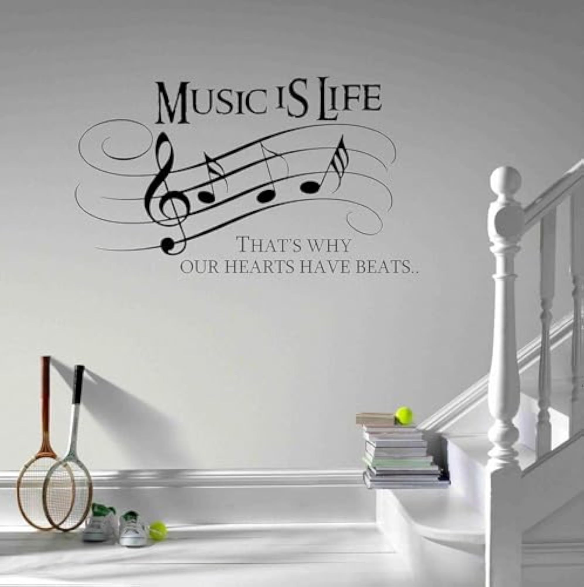 Music is Life Vinyl Wall Sticker, Black