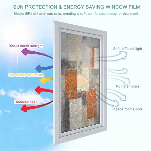 Película decorativa para ventana efecto arcoíris 19.6" x 39.3" 2 piezas miniatura 6