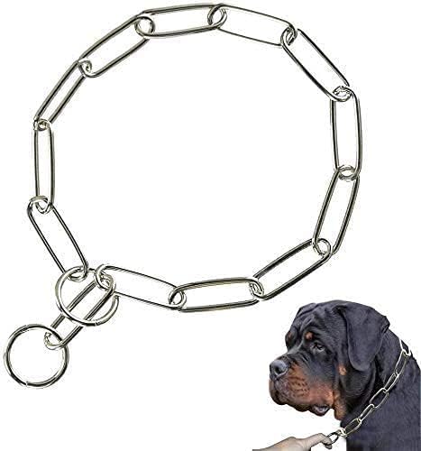 GSD Choke Chain Dog Collars Fur Saver Training Long Link Chrome Plated Choker, German Shepherd Dog Training Chock Chain (Silver GSD 24inch 4mm)