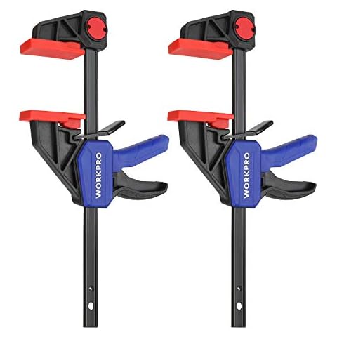 WORKPRO Einhandzwingen Set 2 Stück Schraubzwingen Spanner, Spannweite 150 mm Dehnbereich 135mm - 285mm Spannkraft 68kg, Stahl und Nylon für präzises Fixieren Cover