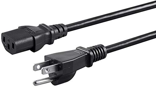 Monoprice 111259 8ft 16AWG Power Cord Cable with 3 Conductor PC Power Connector Socket 13A (NEMA 5-15P to IEC 60320 C13)